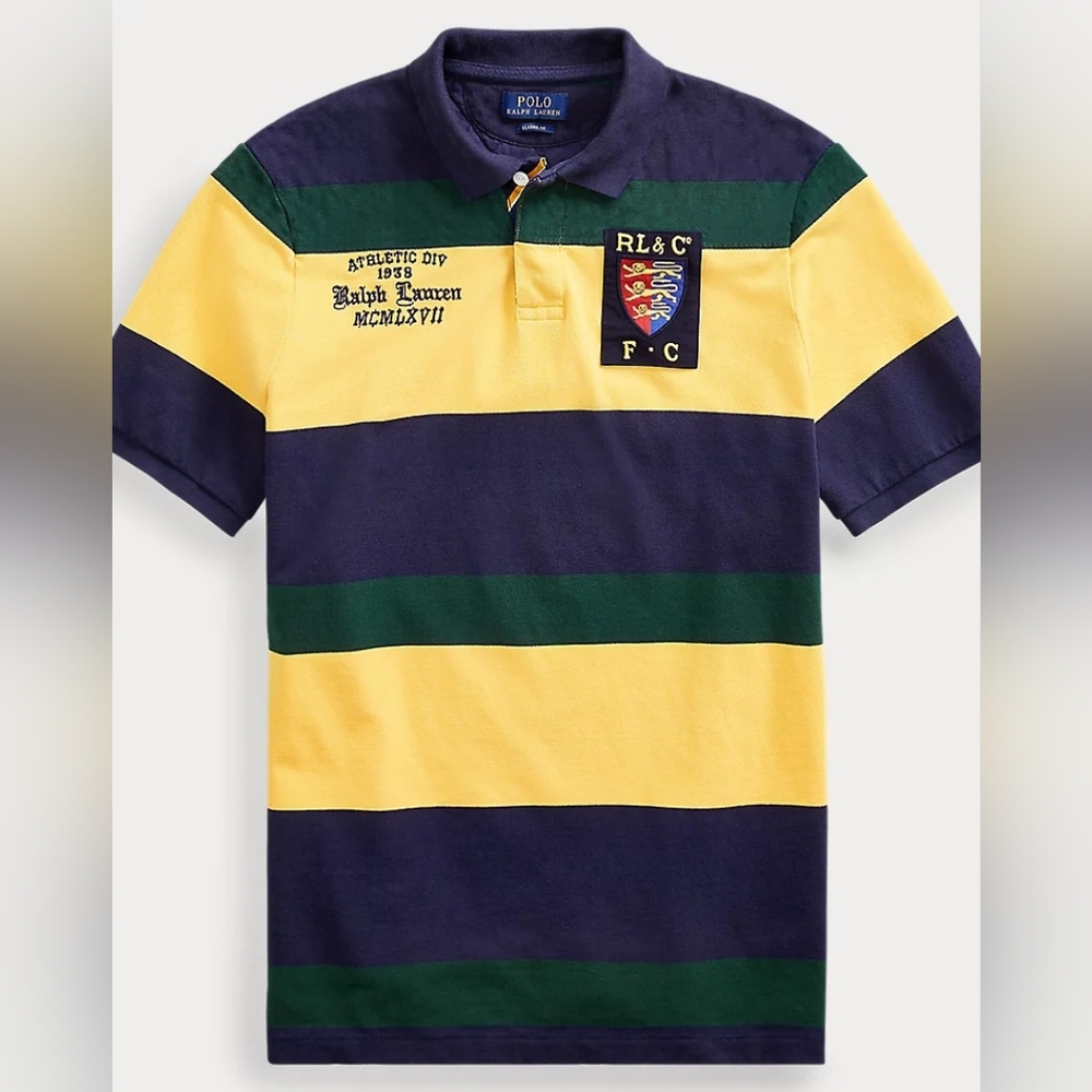 Polo Ralph Lauren RLFC [Men XL] Rugby Fisherman Athletic Badge Y2K Polo Varsity